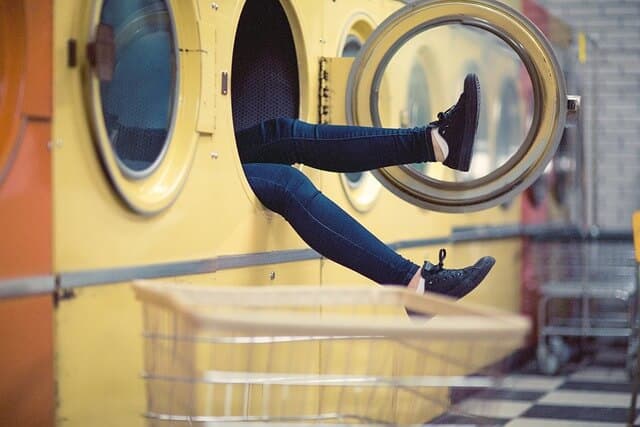 doing laundry alone